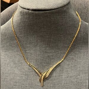 Vintage Vendome French Necklace Choker Gold Plated Swarovski Black Clear Blue